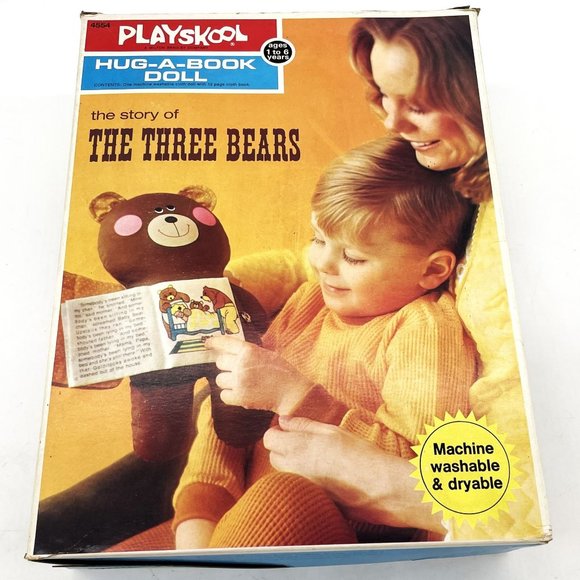 Vtg 1973 Playskool Three Bears Hug-Book Storybook Brown Cloth Doll-Original Box - Picture 4 of 12